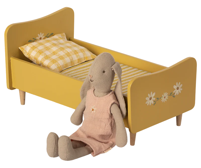 *PRESALE* Maileg Wooden Bed, Miniature - Yellow (Teddy/Rabbit Size)