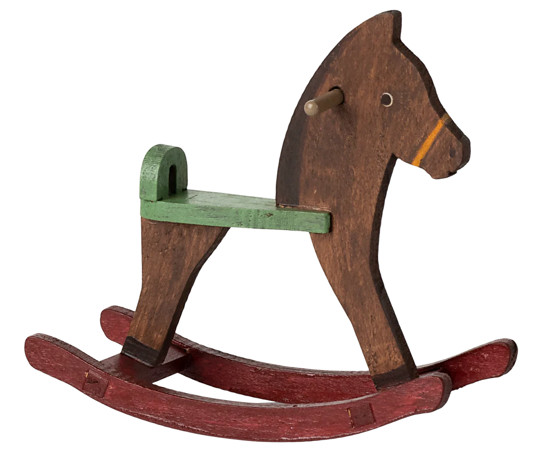 Maileg Rocking horse, Mouse - Dark brown