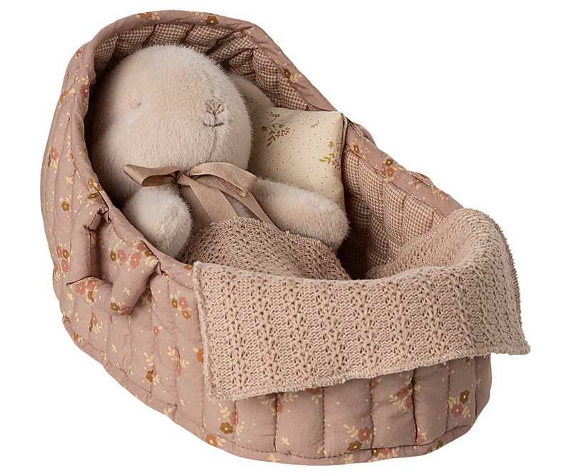 Maileg Carry cot, Large - Rose (for Small Bunny or Safari Friends size)