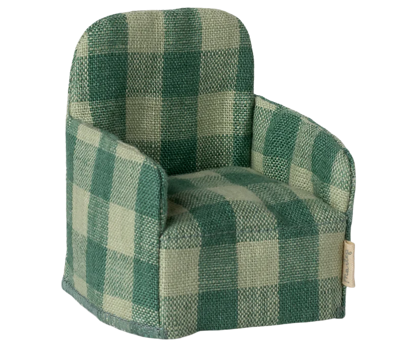 Maileg Folding chair, Mouse - Green check