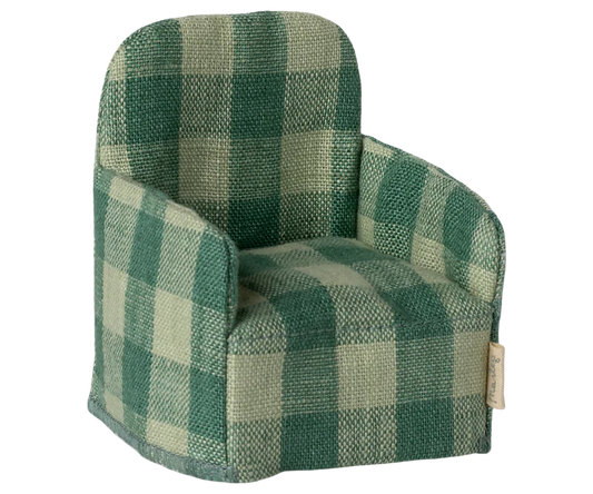 Maileg Folding chair, Mouse - Green check