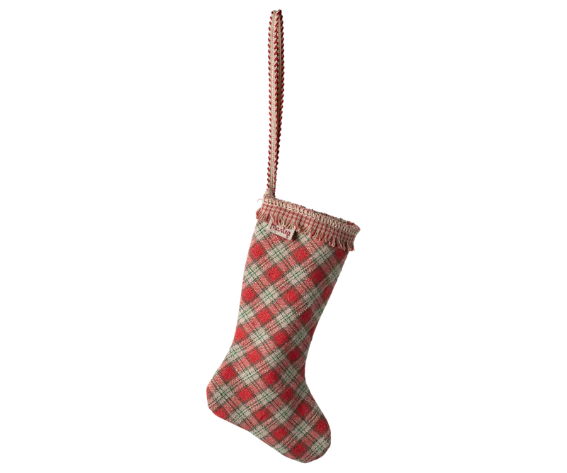 *PRESALE* Maileg Fabric ornament, Stocking - Checker - Red