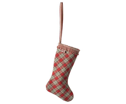 Maileg Fabric ornament, Stocking - Checker - Red
