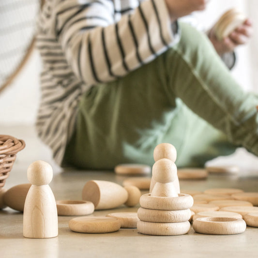 Grapat Natural Wood Nins, Rings and Coins 60pcs