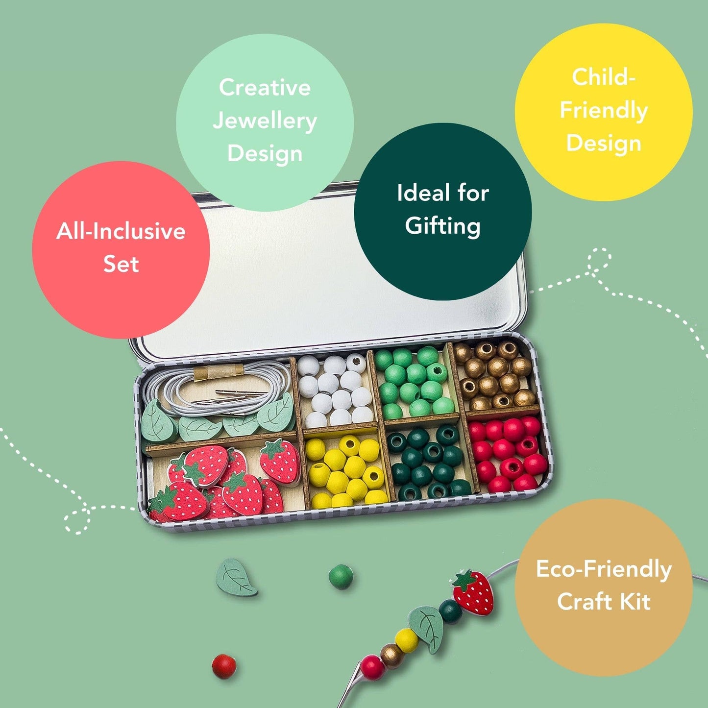 Strawberry Bracelet Bead Kit (Makes 5 Bracelets)