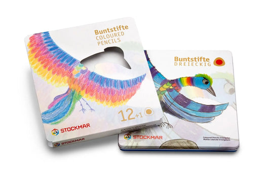 Stockmar Triangular Coloured Pencils in tin case |  Set of 12 + 1