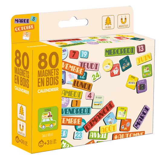 *FRENCH* Wooden Magnetic Calendar