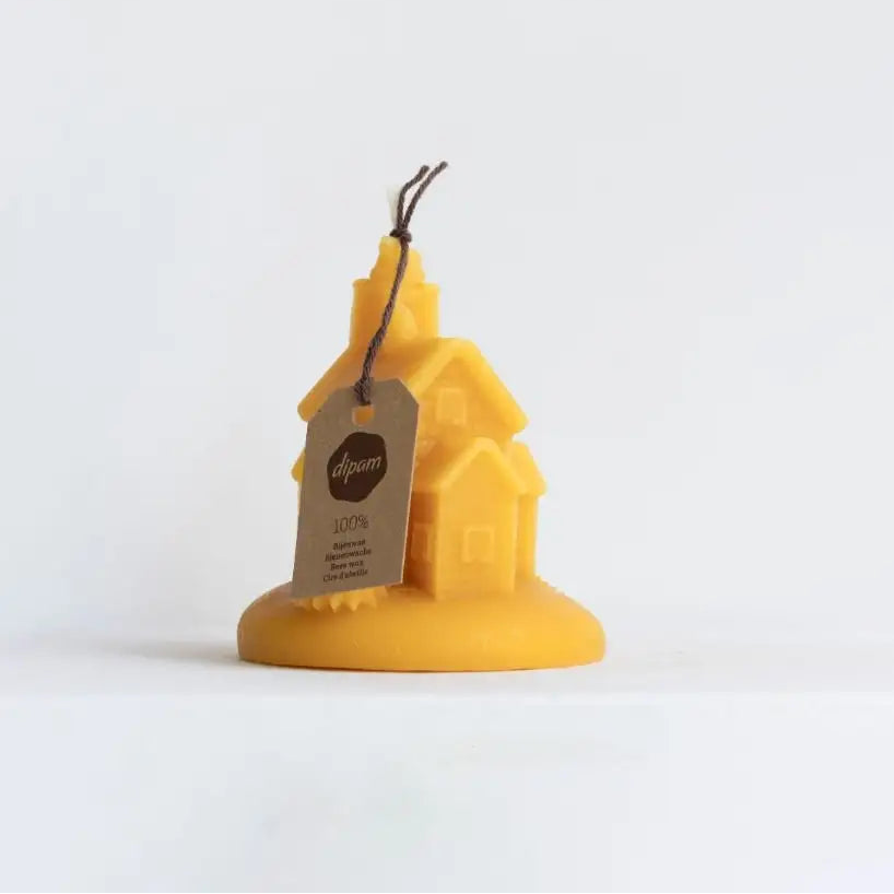 Pure Beeswax Christmas House Candle | 8 x 9 cm