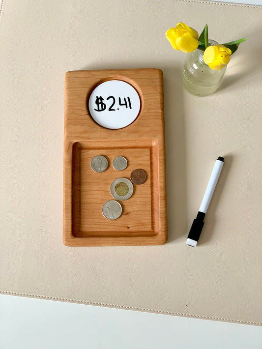 Circle Coin Card/Sand Writing Tray | Cherry Wood