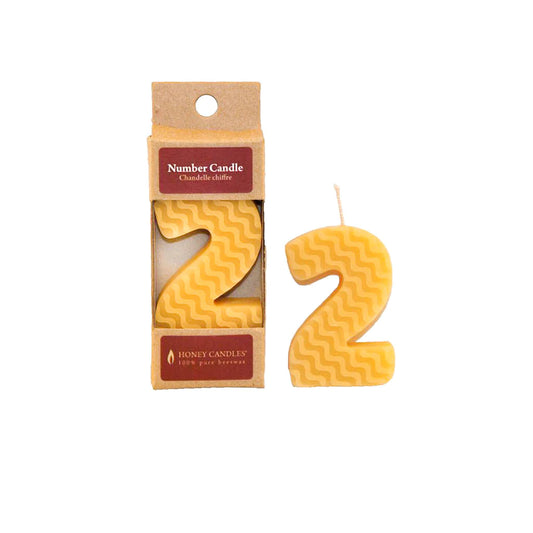 Honey Candles Number 2 Natural Beeswax Party Candle