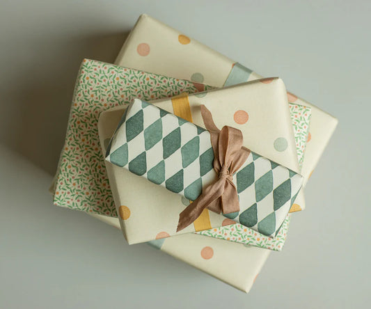 Maileg Giftwrap, Harlequin blue - 10 m