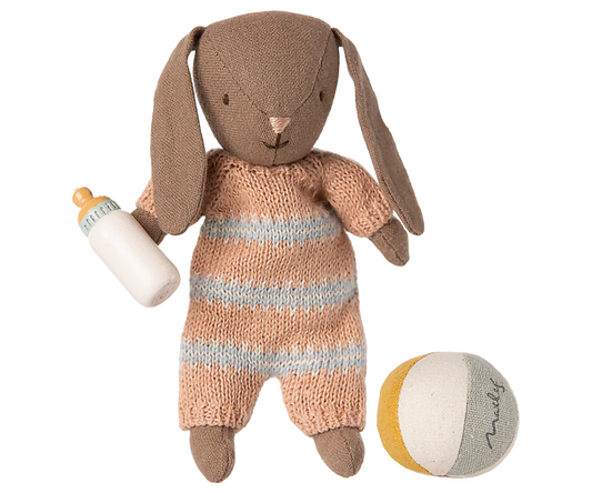 Maileg Bunny set, Micro - Brown - Dusty rose