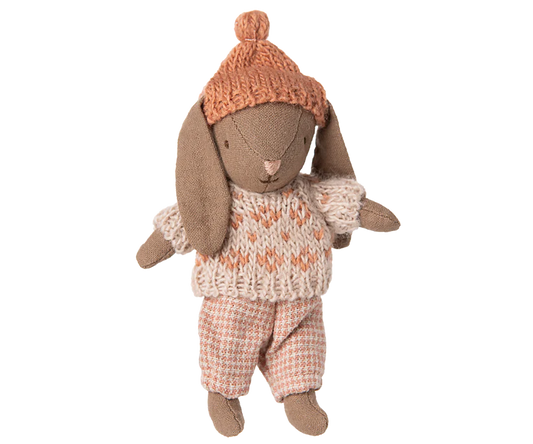 Maileg Winter bunny, Micro - Brown - Rose