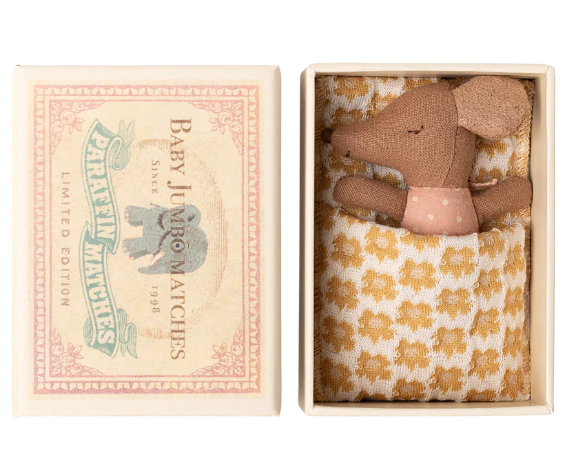 *PRESALE* Maileg Sleepy wakey baby mouse in matchbox - Rose