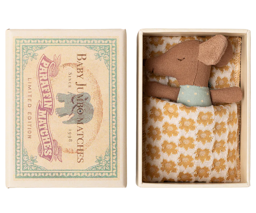*PRESALE* Maileg Sleepy wakey baby mouse in matchbox - Blue
