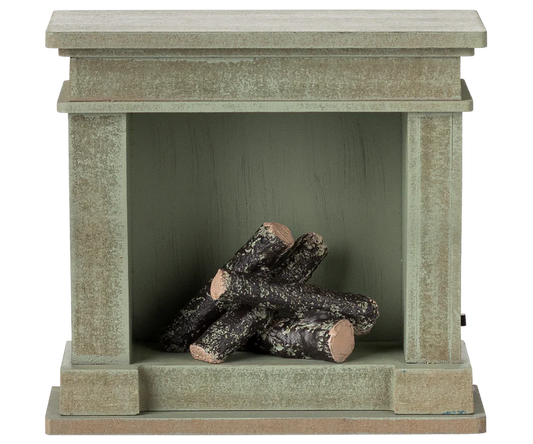 *PRESALE* Maileg Fireplace, Miniature - Dusty green (Teddy/Rabbit Size)