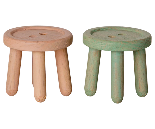 Maileg Stool set, Mouse - Light rose/Light mint