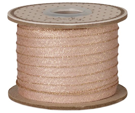 Maileg Ribbon, W: 6 mm x L: 25 m - Light rose/Gold