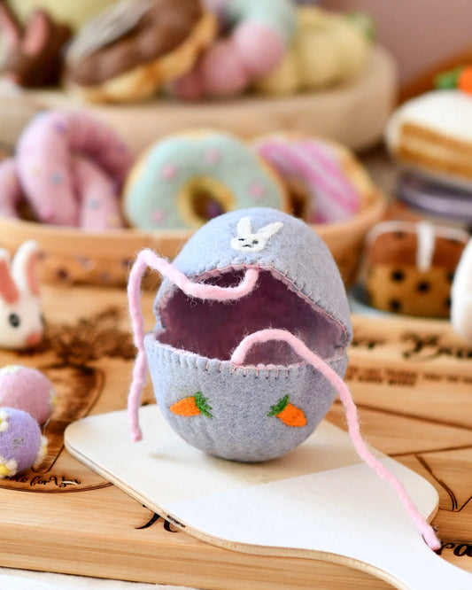Tara Treasures Felt Egg Cover - Purple With Bunny Motif