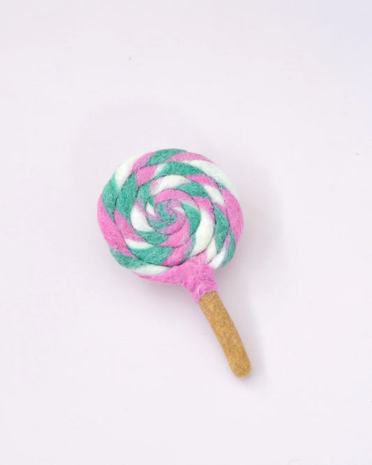 Felt Colourful Pink and Green Swirl Lollipop