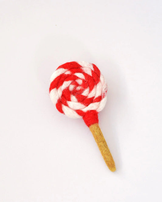 Felt Red and White Swirls Lollipop