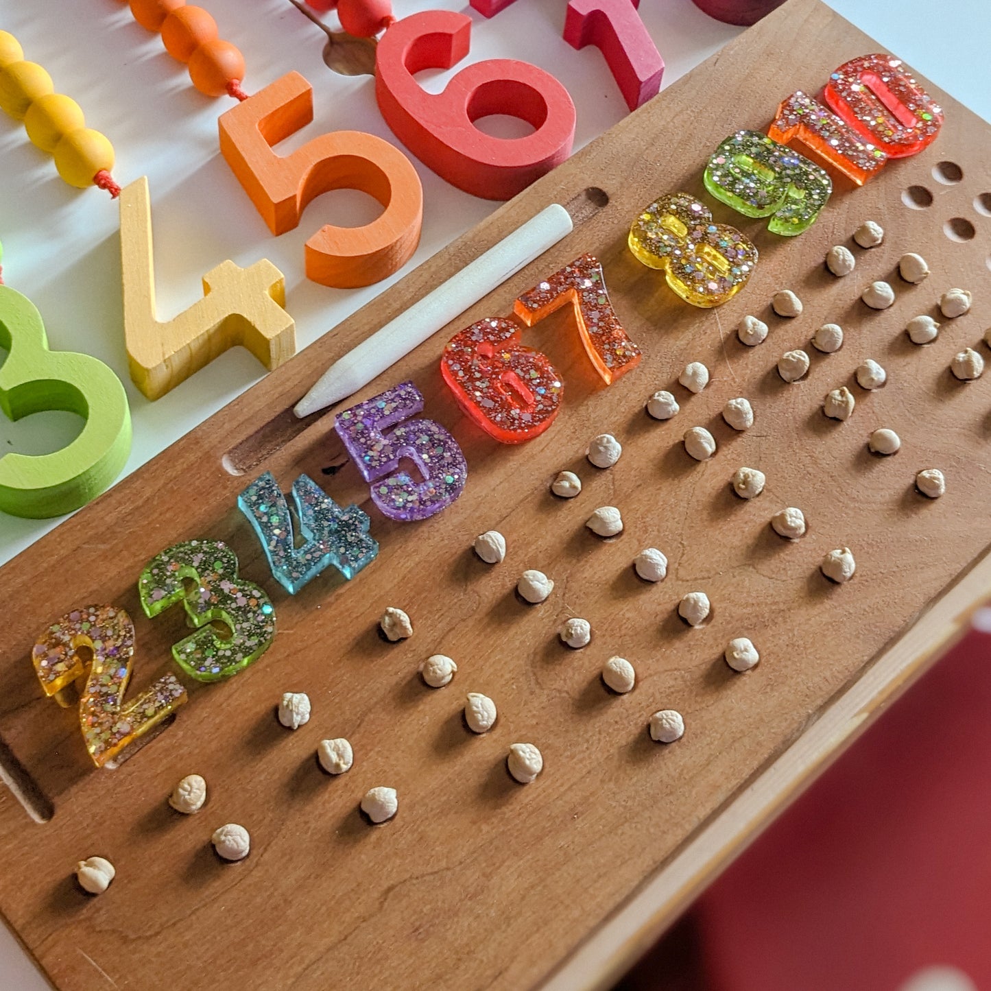 0-9 Rainbow Glitter Resin Numbers