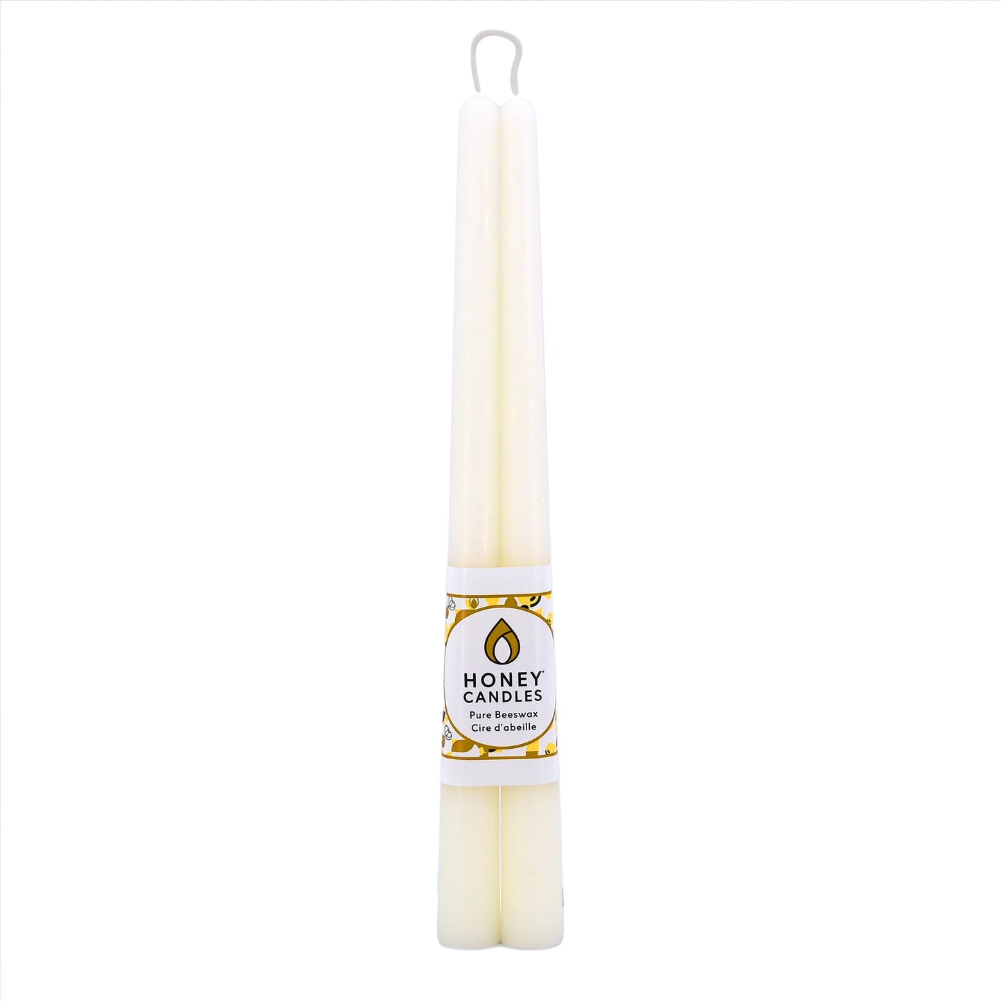 Pair of 12 Inch Pearl Beeswax Taper Candles
