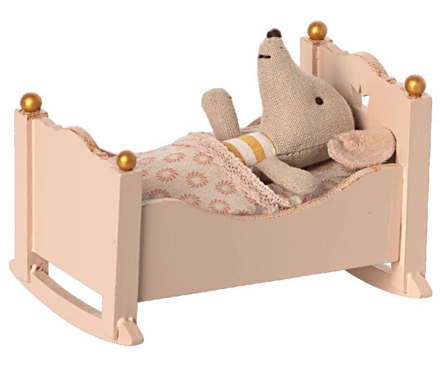 Maileg Cradle, Baby mouse - Rose