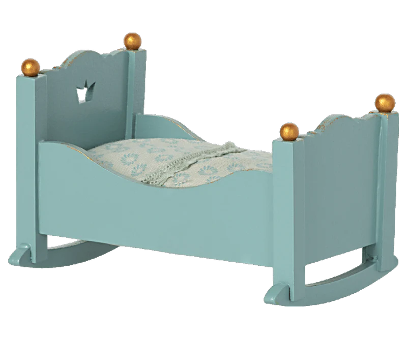 Maileg Cradle, Baby mouse - Blue