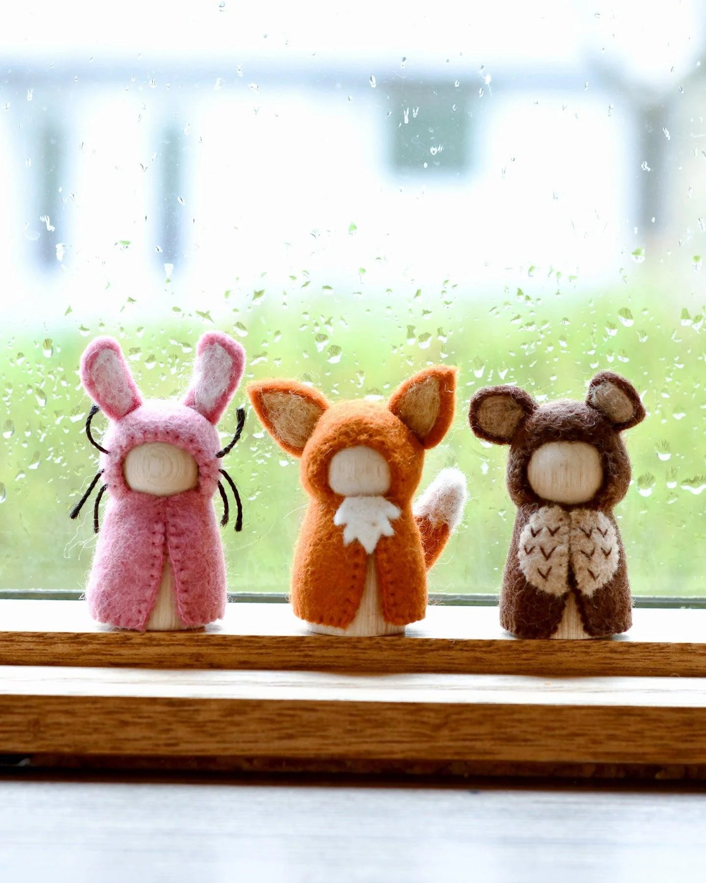 Tara Treasures Woodlands Peg Doll Set | Bear, Rabbit, and Fox