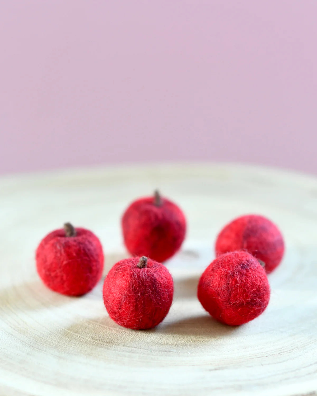 Tara Treasures Loose Parts Play - 5 Felt Apples (3cm)