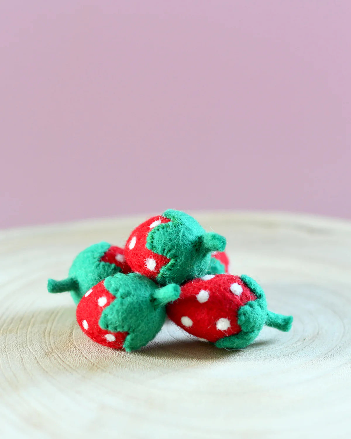 Tara Treasures Loose Parts Play - 5 Felt Strawberries (3cm)