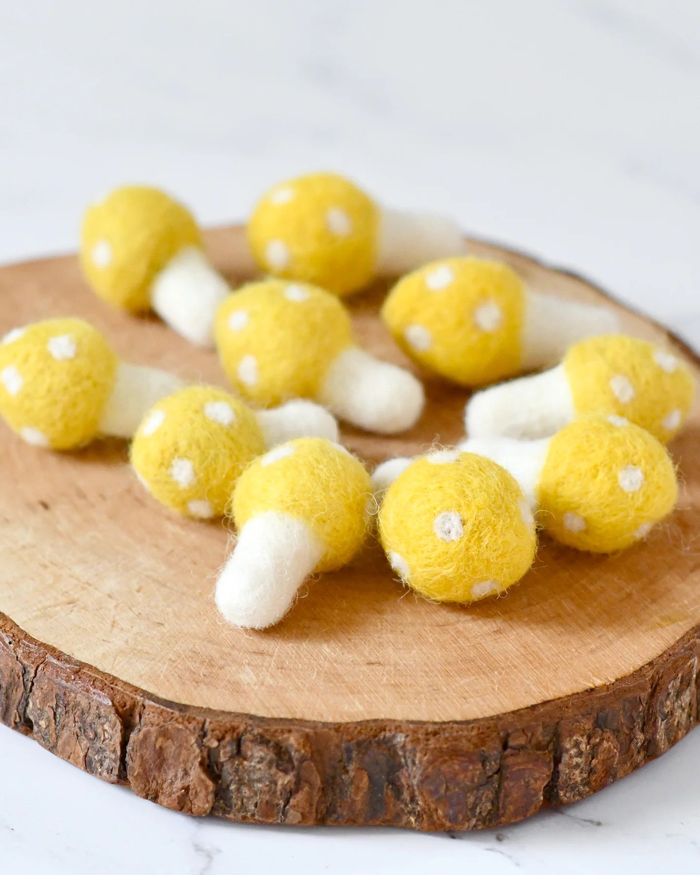 Felt Yellow Mushrooms - 10 Mushrooms