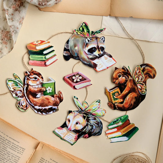 Animals Reading Books Paper Garland | DIY Garland Kit