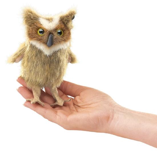 FOLKMANIS MINI GREAT HORNED OWL FINGER PUPPET