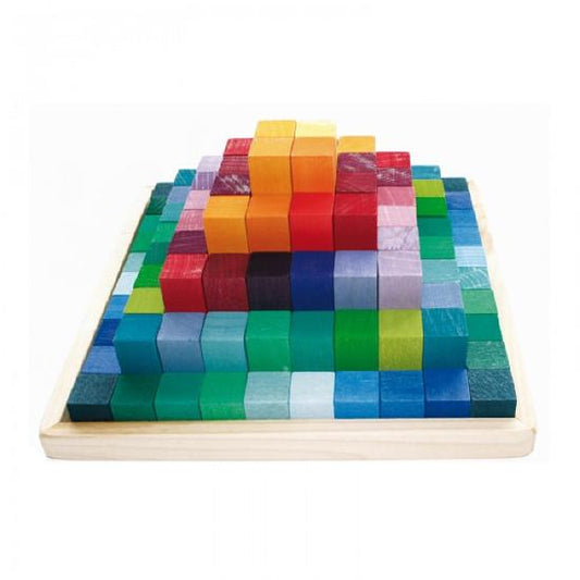 Grimm's Learning - Stepped Pyramid, 4 cm thick 4 x 4 cm Building Sets (large set)