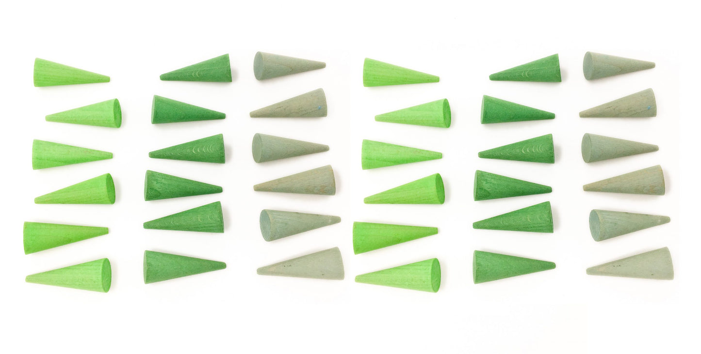 Grapat Wood Mandala Cones 36 pcs (Green)