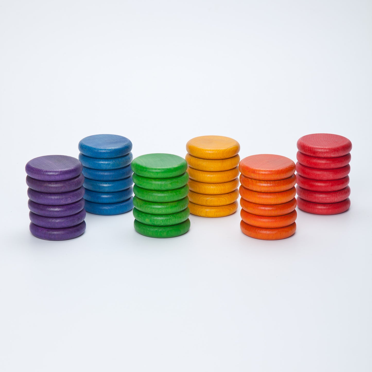 Grapat Wood Coloured Coins 36 pcs (6 Colours)