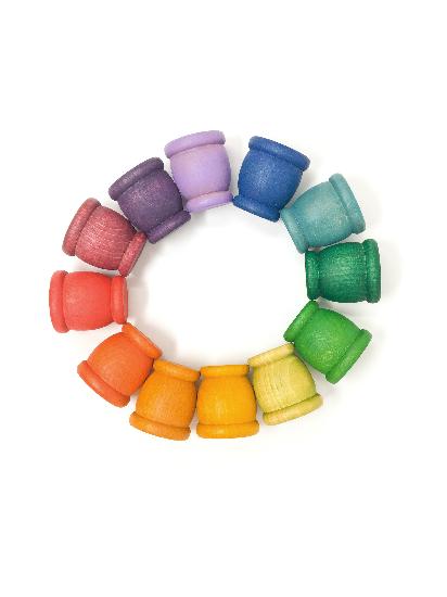 Grapat Wood Coloured Mates / Pots 12 pcs (12 colours)