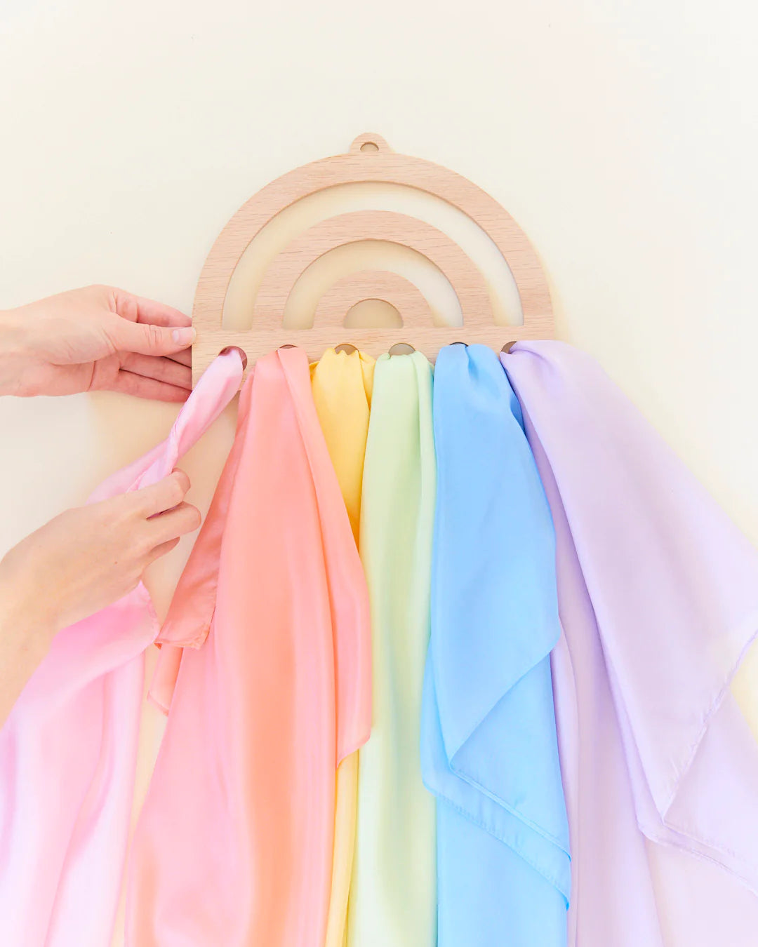 Sarah's Silks Rainbow Playsilk Display