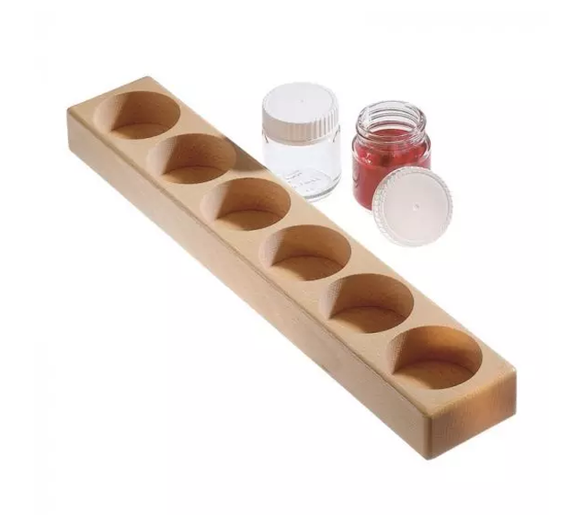 Wooden Holder for 6 Paint Jars w/ Lids