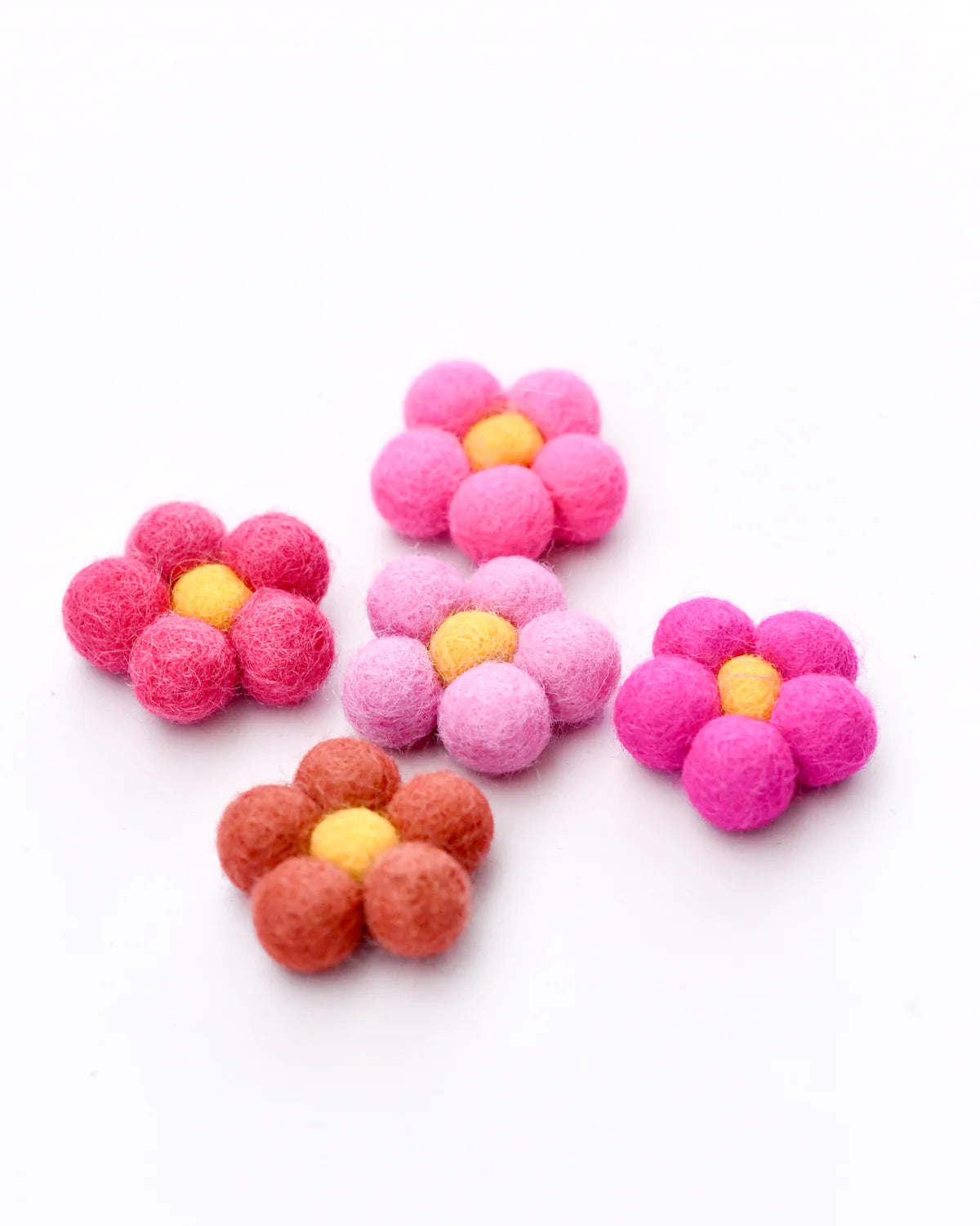 Felt Daisy Flowers (Pink Shades) - 5 Flowers