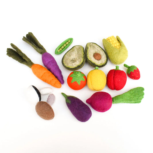 Felt Vegetables and Fruits Assorted Set  - 14 pieces