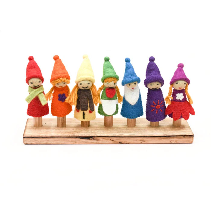 Tara Treasures Rainbow Colourful Gnomes Finger Puppet Set
