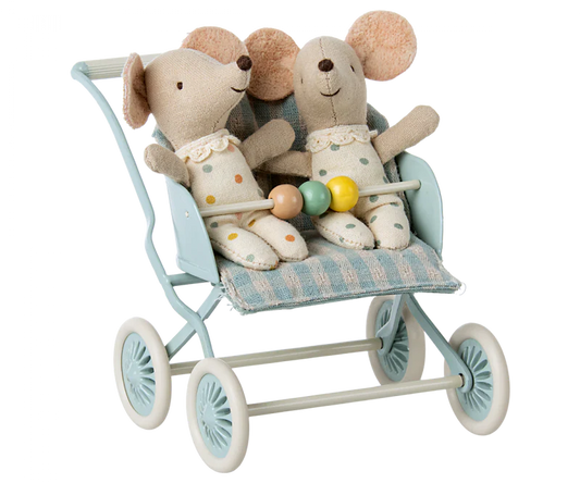 Maileg Stroller, Baby mice - Mint