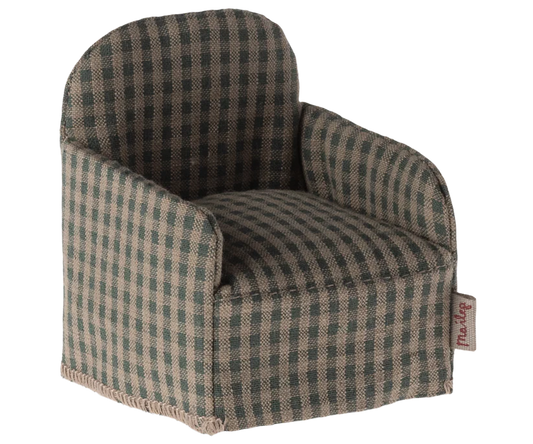 Maileg Chair, Mouse - Green checker