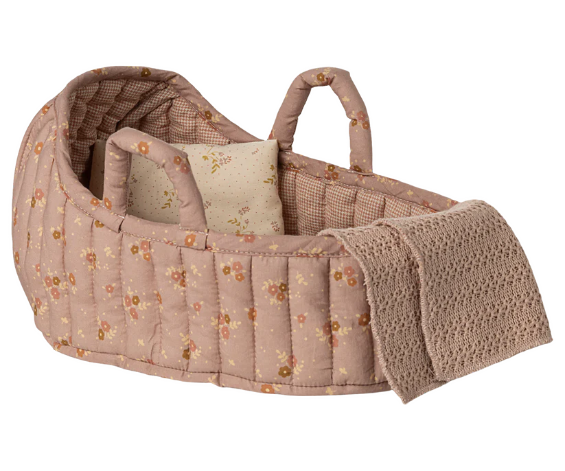 Maileg Carry cot, Large - Rose (for Small Bunny or Safari Friends size)