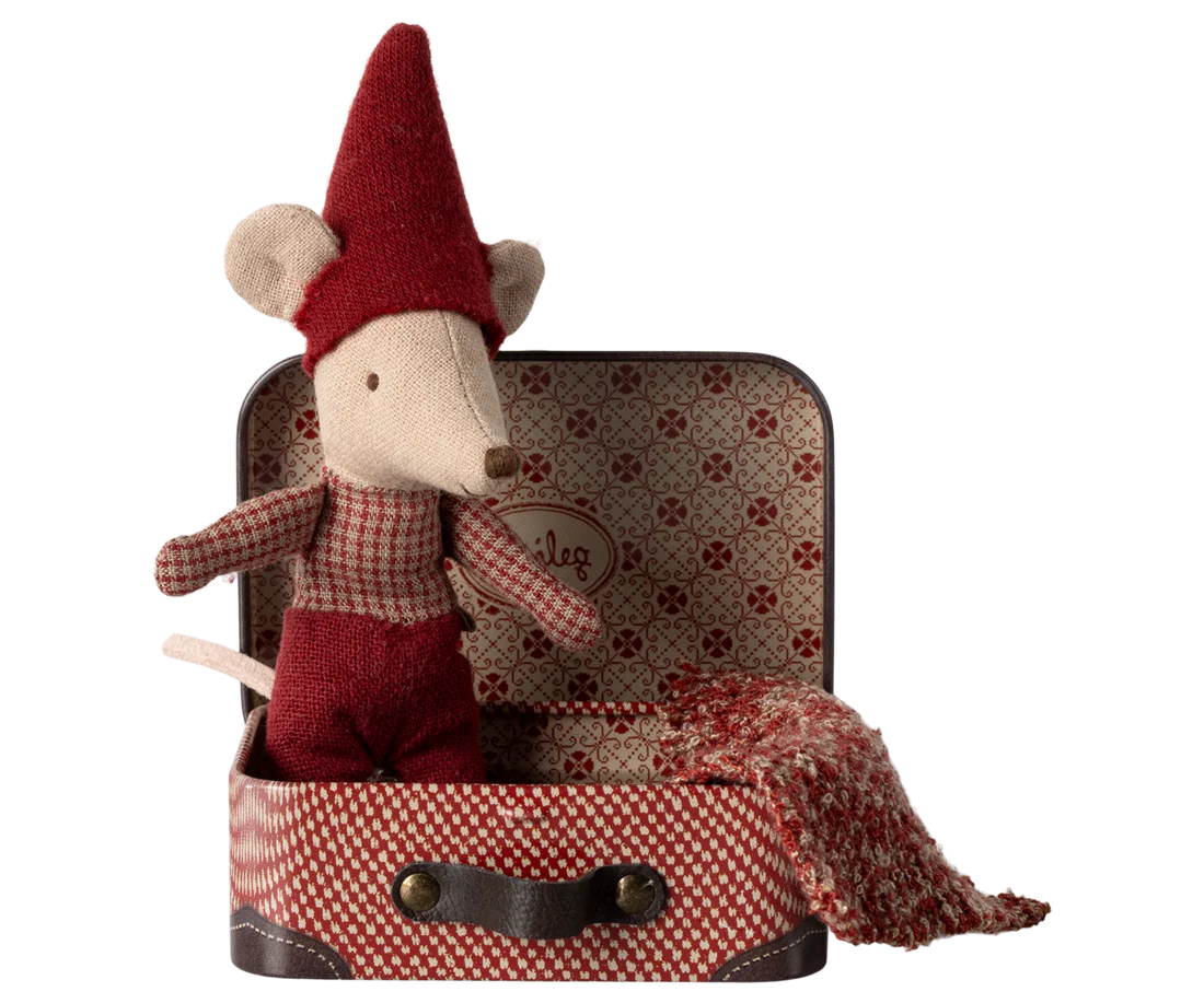 Maileg Christmas mouse, Baby in suitcase