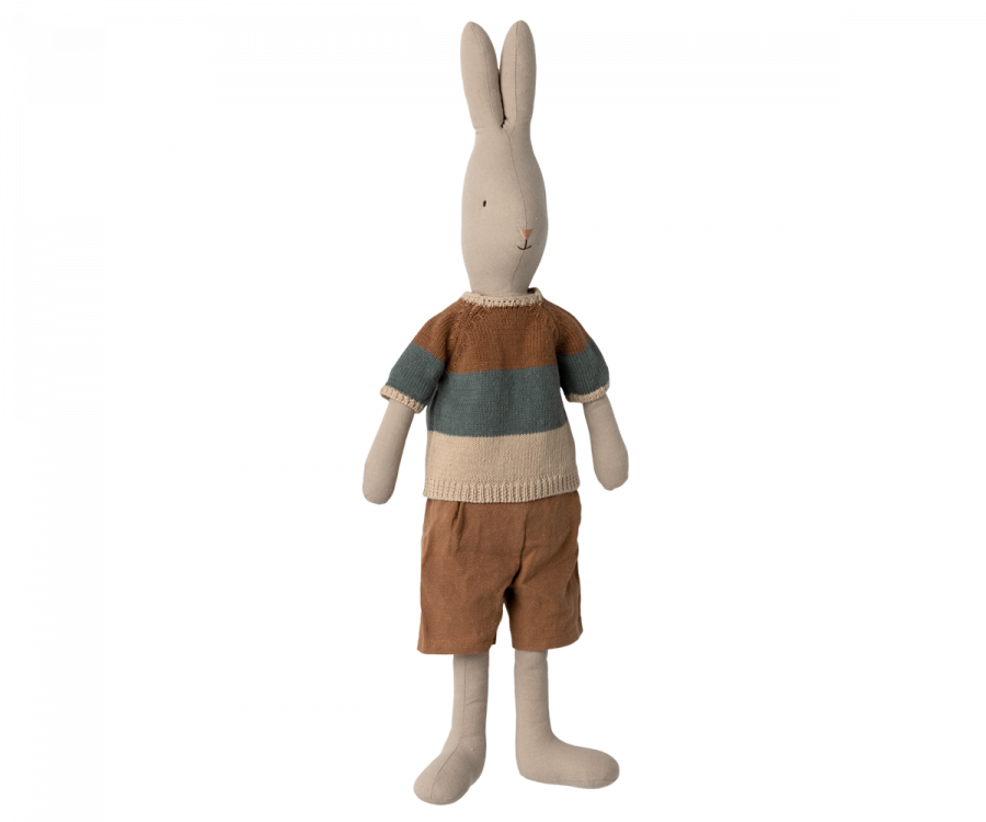 Maileg Rabbit size 4 (24.4"), Classic - Knitted shirt and shorts