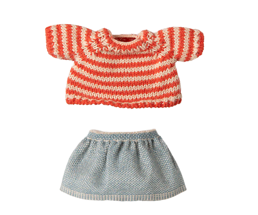 Maileg Knitted sweater and skirt, Big sister mouse